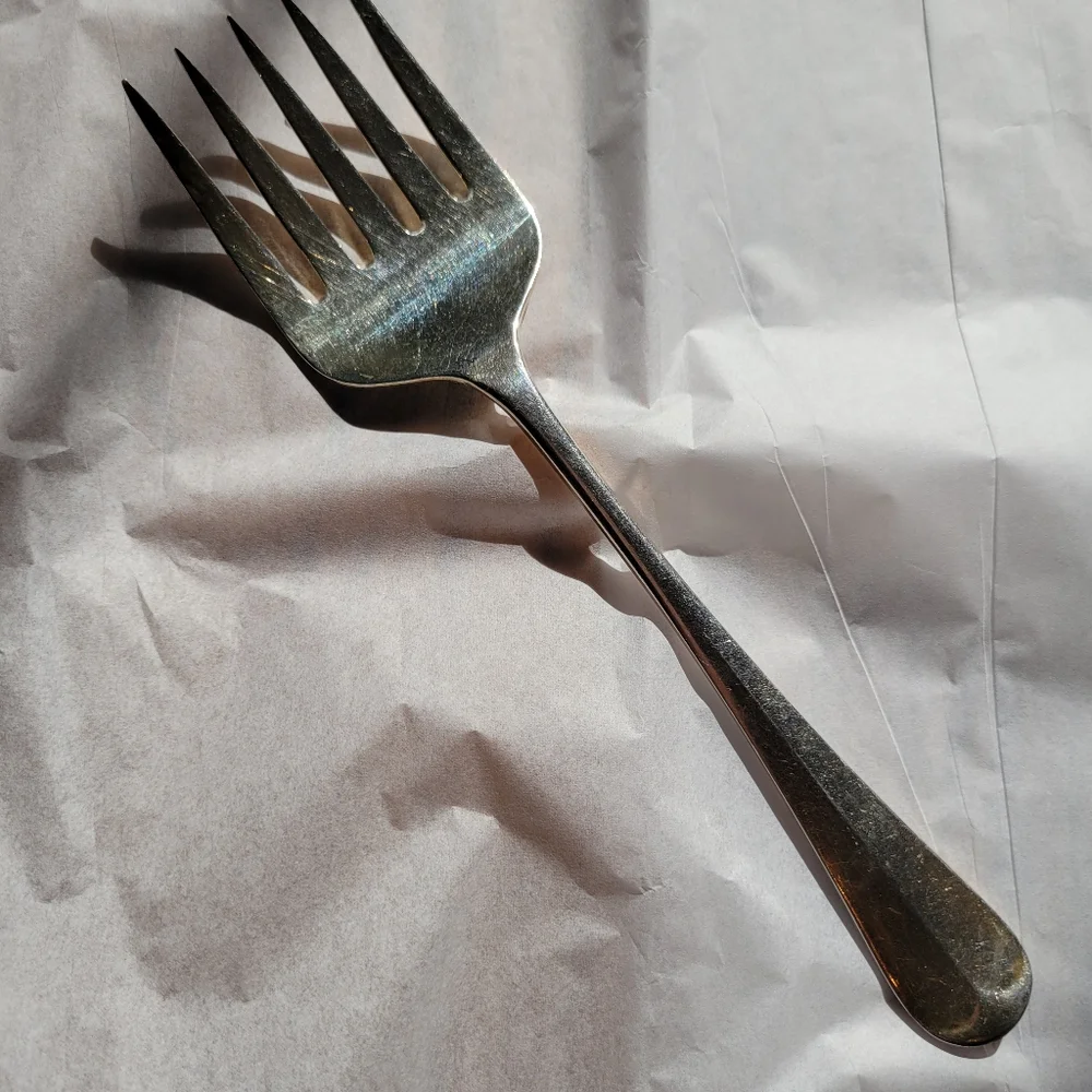 Vintage Sheffield England EPNS A1 Silverplated Large Serving Fork 5-tine Unique!